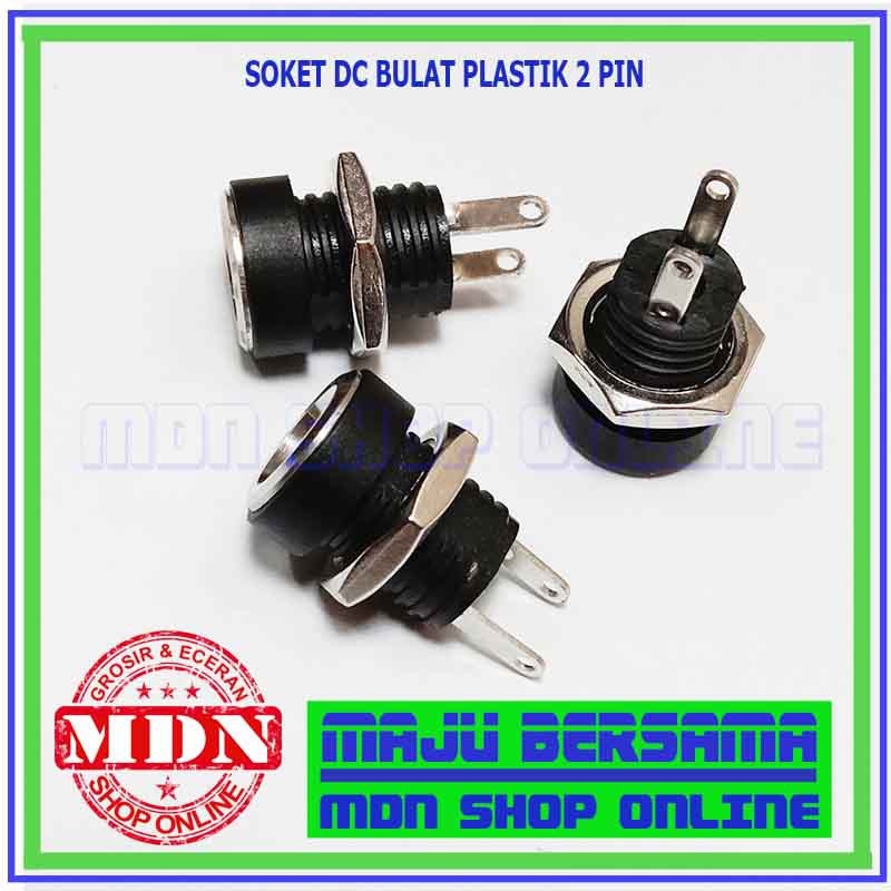 Konektor soket dc female bulat plastik 2 pin - untuk jack dc ukuran 5.5mm x 2,1mm