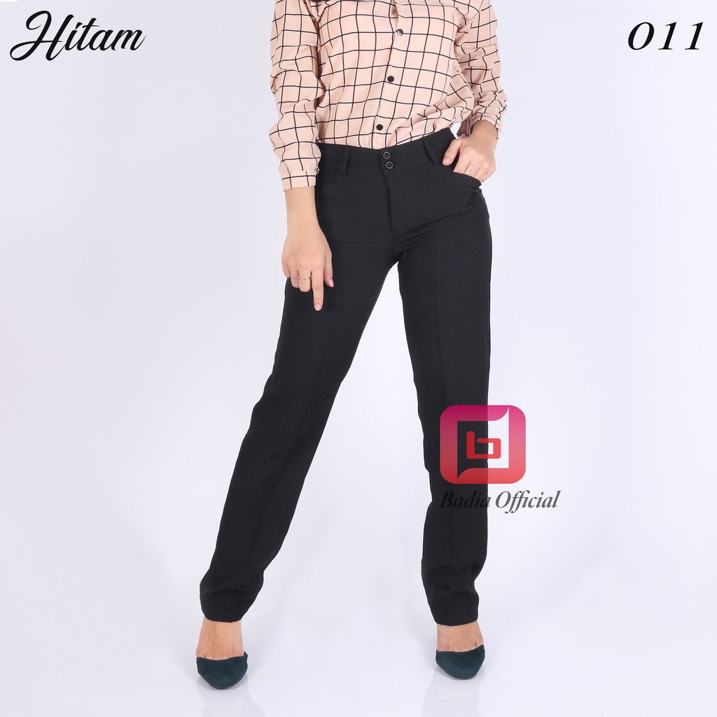 celana formal kerja kantor bahan ikat pinggang kancing semiwool korean gracella jumbo wanita premium