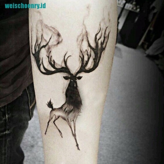 One 1pc Waterproof Temporary Tattoo Sticker Moose Deer Bucks Tattoo Elk Fake Tattoo Shopee Indonesia