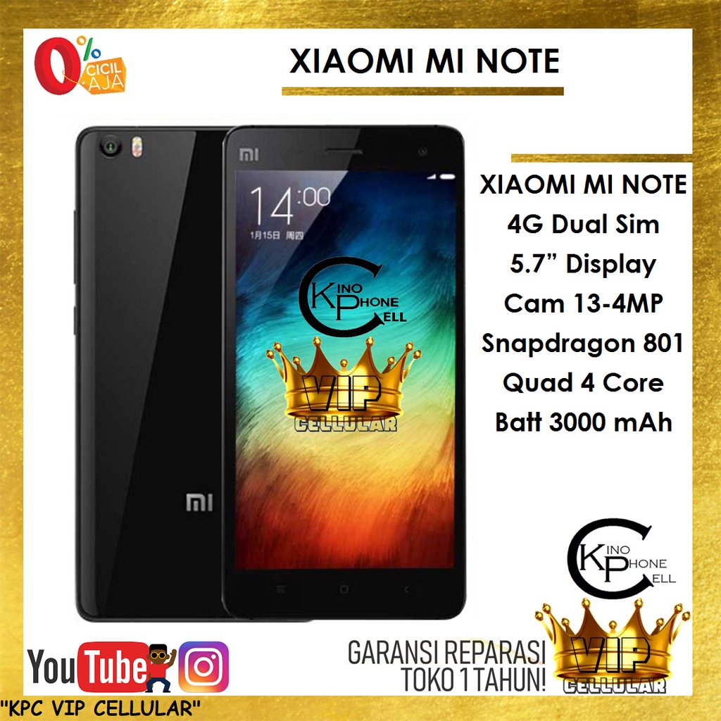 SALE Xiaomi Mi Note 1 Minote Bamboo Black 16 GB Ram 2 Gb