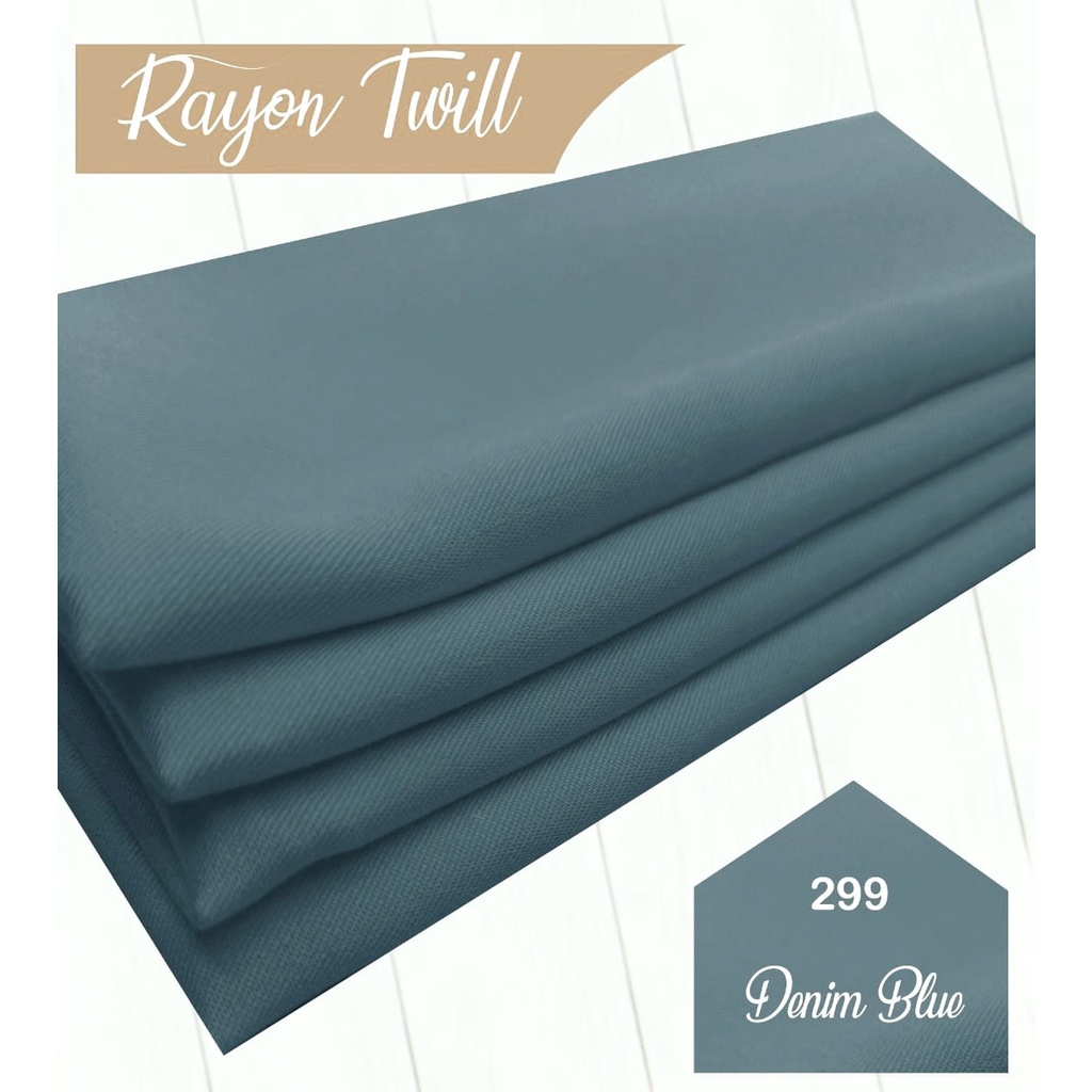 Multi kain rayon twill viscose sakura polos premium quality soft lembut tebal harga eceran-299 denim blue