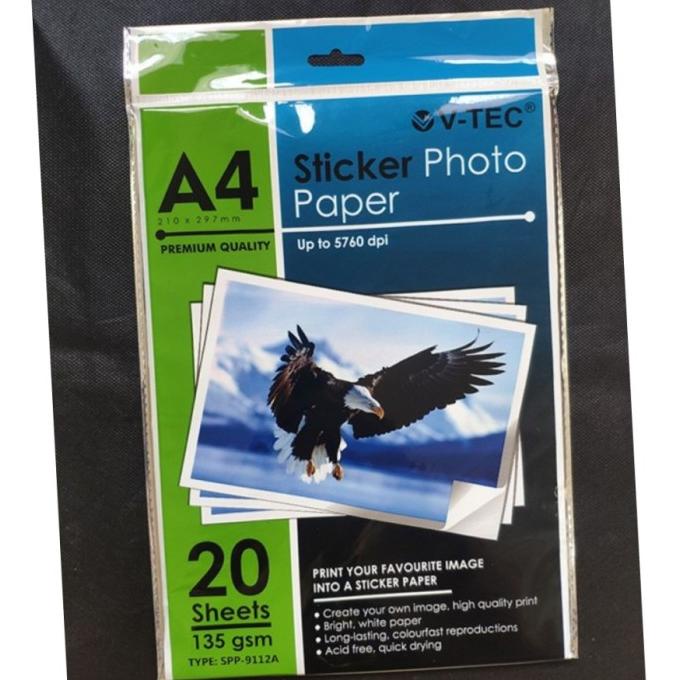

Big Sale Kertas Stiker Photo 135Gsm V-Tec A4/ Sticker Photo Paper Big Sale