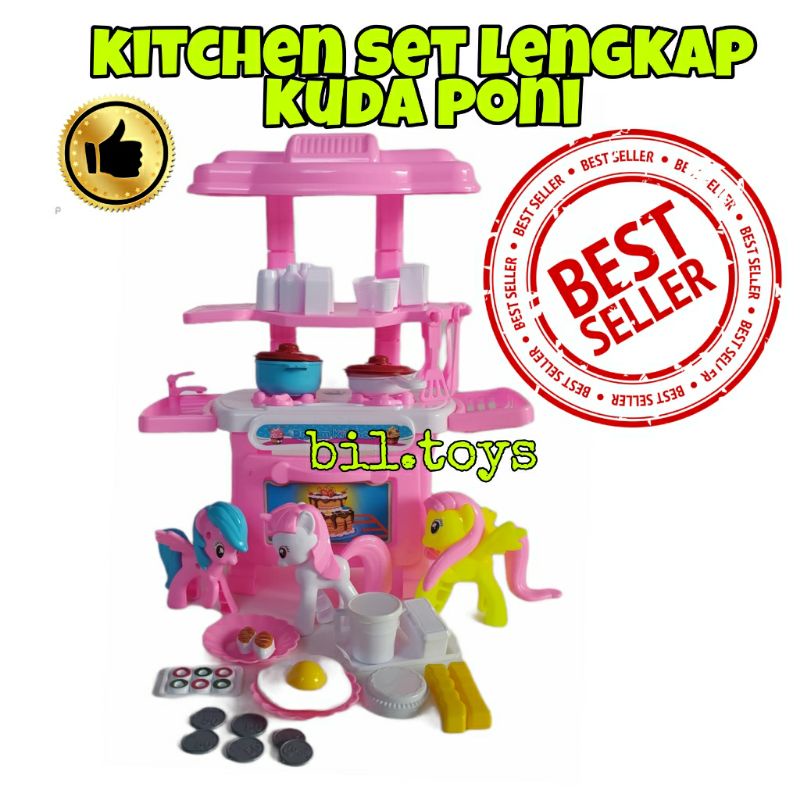 MAINAN ANAK PEREMPUAN MASAK MASAKAN KITCHEN SET KUDA PONI MAINAN KOMPOR MASAK MASAKAN LENGKAP FK108