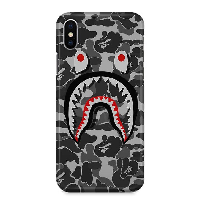 Indocustomcase Shark Bape White Hard Casing Case Cover For iPhone X