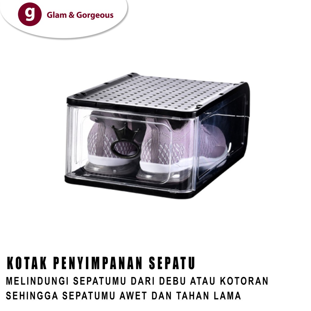 Kotak Sepatu  Tempat Penyimpanan Transparan Tebal Plastik Murah -KS001