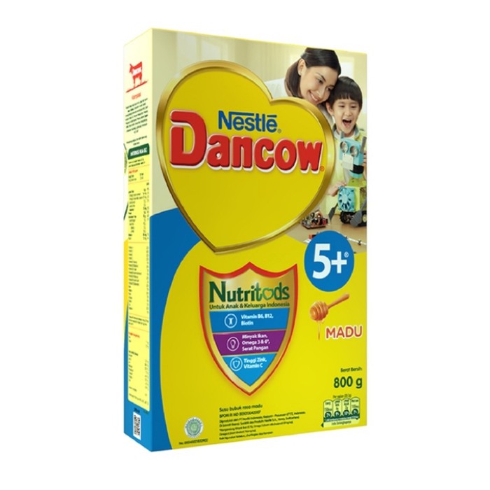 Dancow 5+ Nutritods Susu Formula Anak Usia 5-12 Tahun Rasa Madu / Vanila / Coklat 800gr