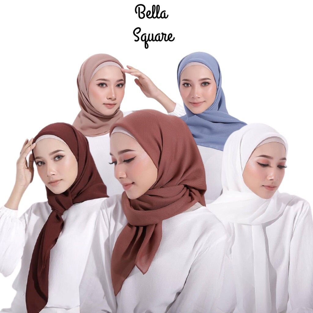 (GROSIRJAYA32) Hijab Bella Square Polycotton | jilbab segiempat | daily bella square 115x115