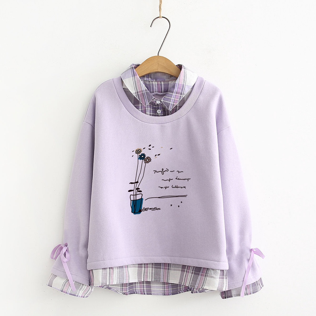 This year's most popular shirt collar Plush sweater for female high school students in early autumn
