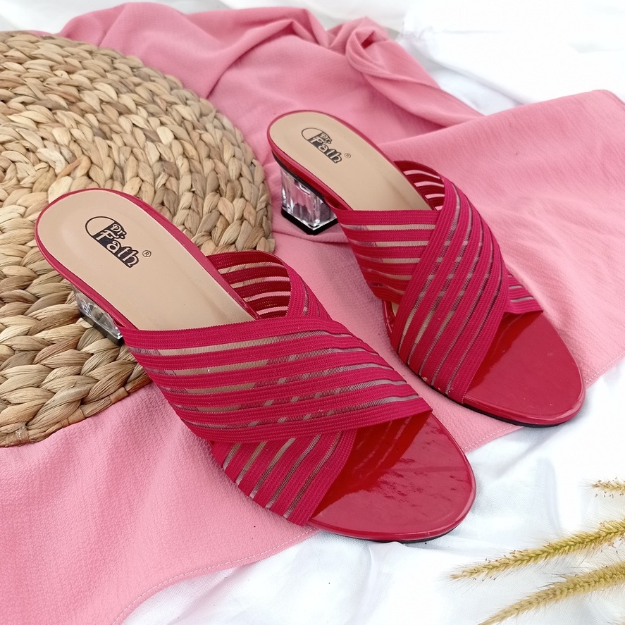 SW 99 Sandal Heels wanita Hak Kaca Karet Silang AMM-16