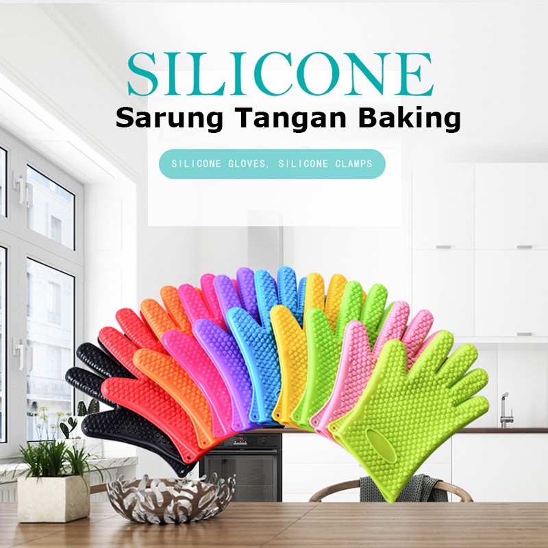 Jual Sarung Tangan Anti Panas Baking Oven Panggang Silikon Gloves ...