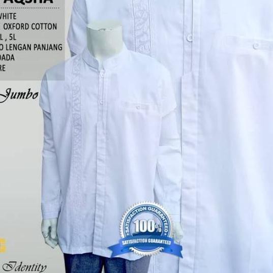 ✴ Baju Koko Putih Jumbo 3L, 4L, 5L , Baju Koko Bordir,  Baju Koko Lengan Panjang Jumbo ➯