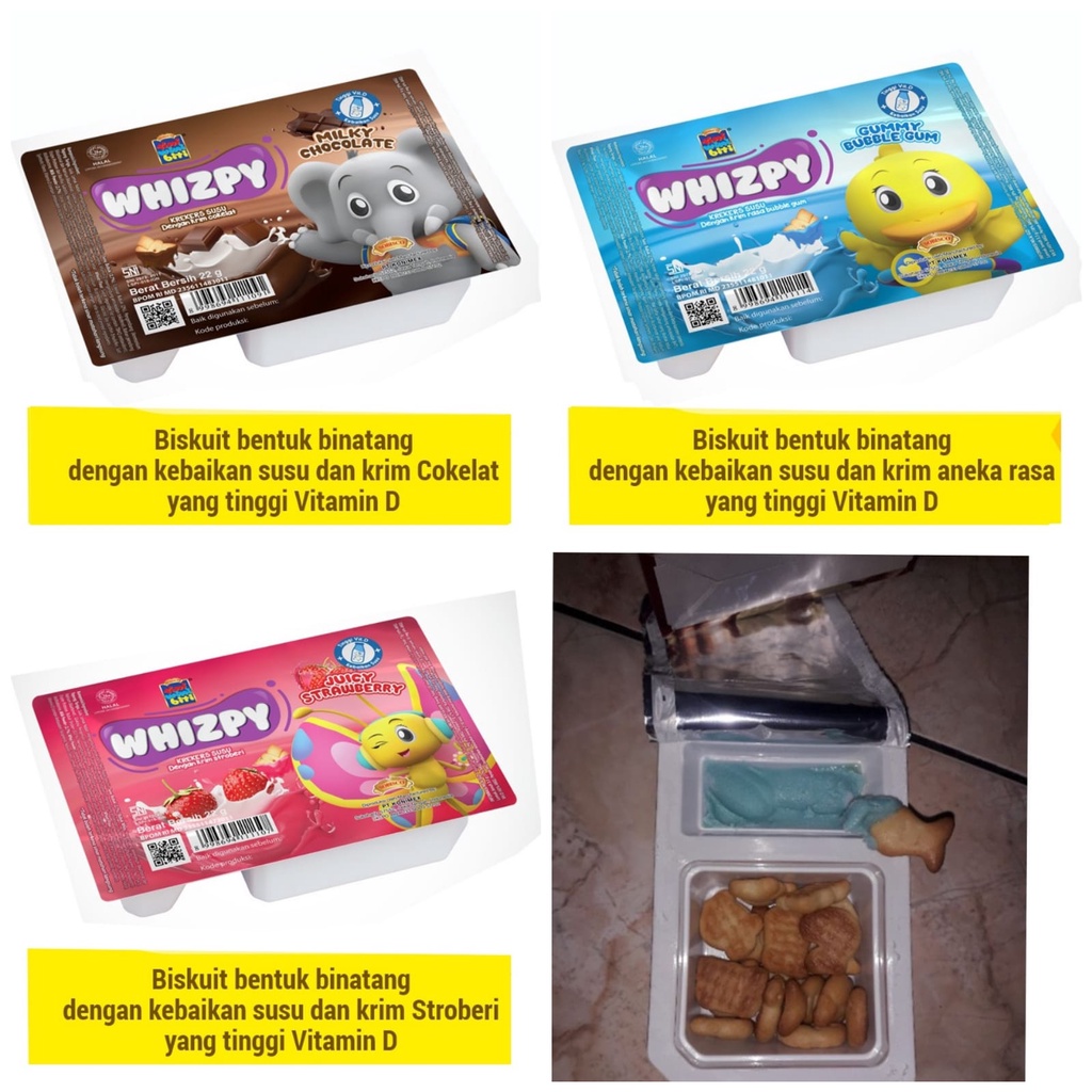 Whizpy  Tini wini biti Biskuit colek coklat strawberry dan buble gum pack  (isi 6) cemilan enak dan murah