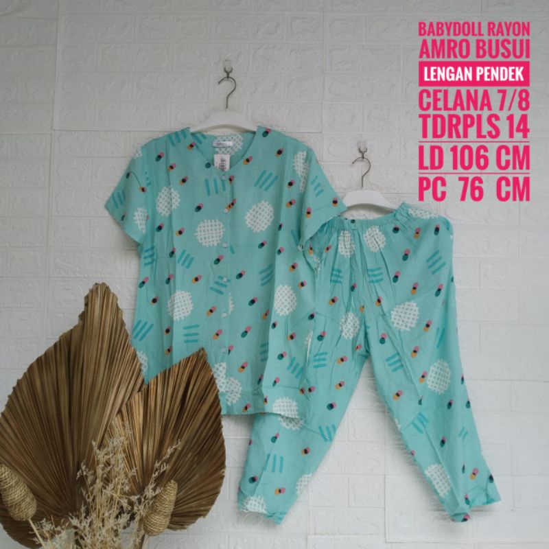 (TDRPLS) Setelan Rayon AMRO Lengan Pendek Celana 7/8