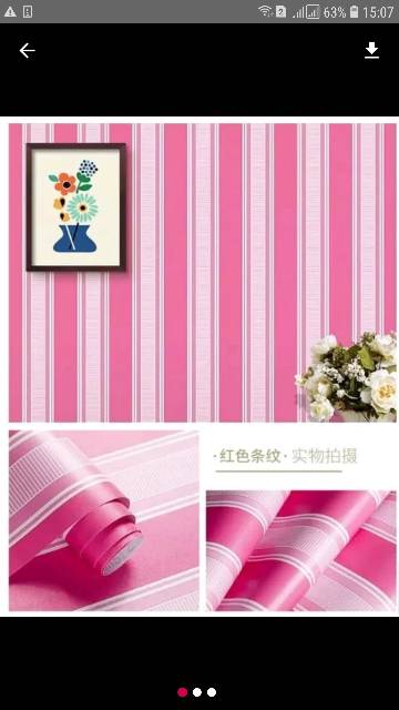 WALLPAPER DINDING MOTIF SALUR PINK GARIS 10m x 45cm