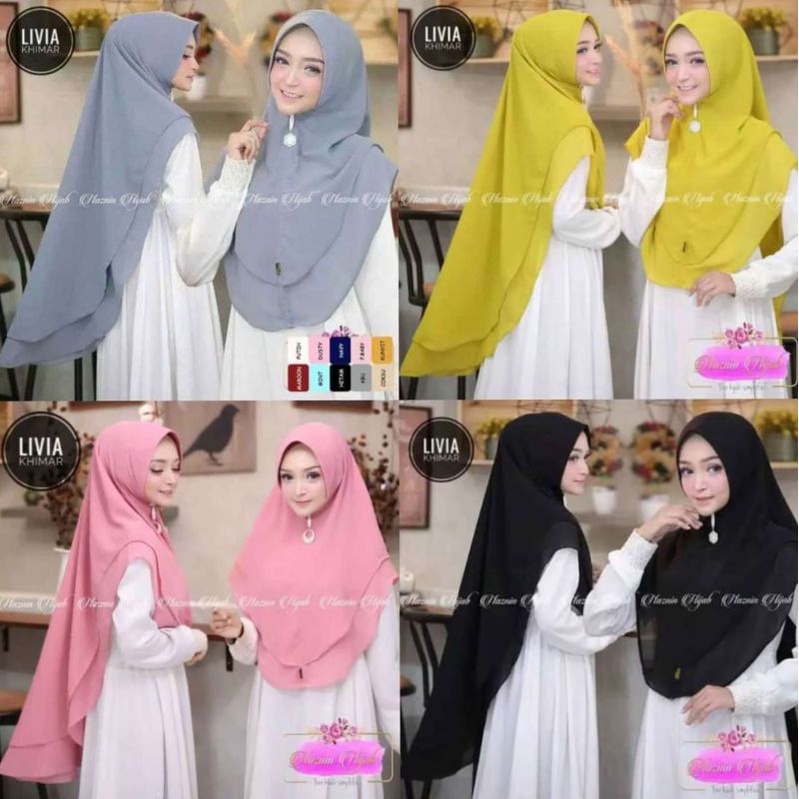 JILBAB LIVIA KHIMAR 2 LAYER / LIVIA KHIMAR / KERUDUNG 2 LAYER / KHIMAR JUMBO
