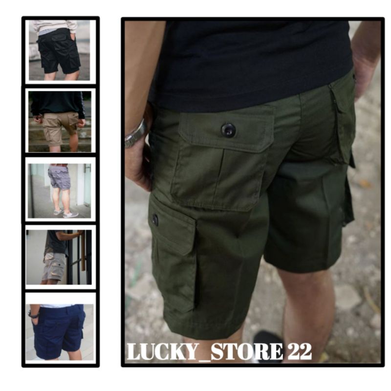 Celana Cargo Pendek Pria Army Bahan American Drill