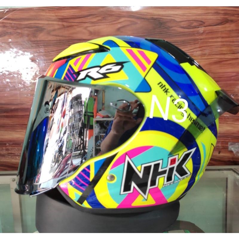 flat visor NHK r6 iridium +spoiler NHK r6 + / gratis stiker visor NHK