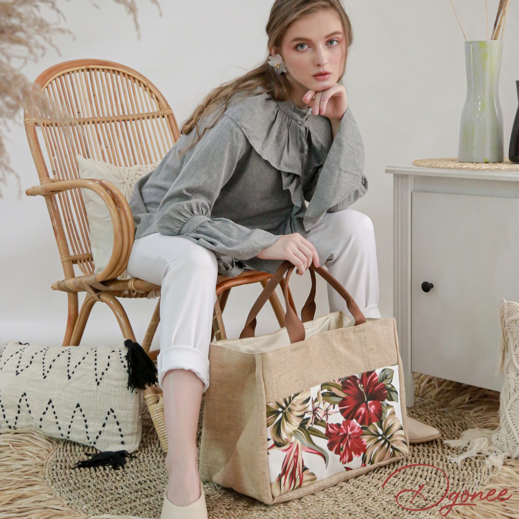 TAS WANITA | TAS GONI MODEL JPR05 HANDLE COKLAT TUA | DGONEE