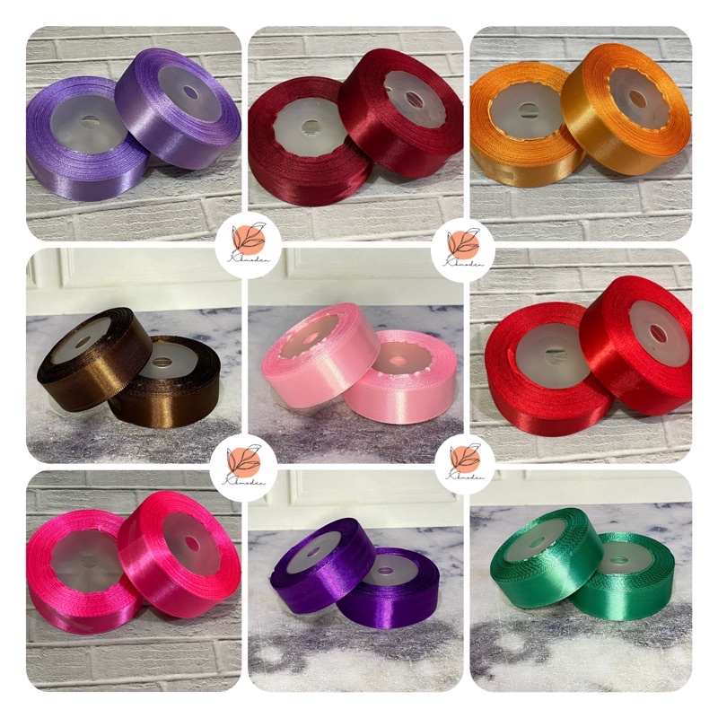 

PITA SATIN POLOS 1 INCH2.5 CM SATEEN KAIN HIASAN KADO SOUVENIR HAMPERS BAG PARCEL 18 METER ( 1 ROL )