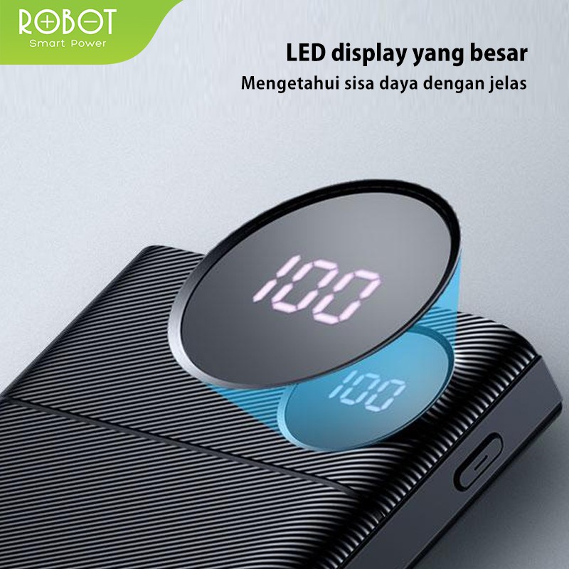 PowerBank ROBOT 10000mah RT190 2.4A Dual Input Port Type C &amp; Micro USB Original Fast Charging Real Capacity - Garansi Resmi 1 Tahun