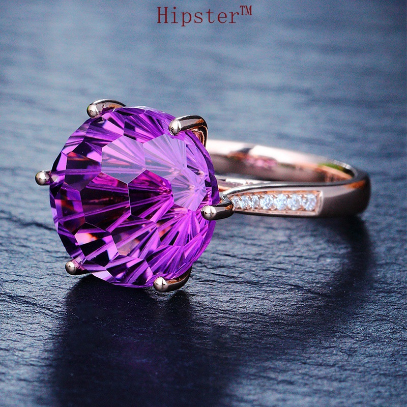 Hot Sale Graceful and Fashionable Advanced Inlaid Amethyst Adjustable Ring