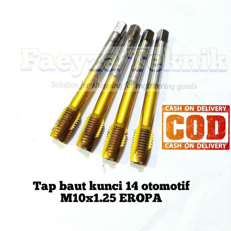 m10x1.25 tap hand tap tap baut kunci 14 otomotif coating kuning