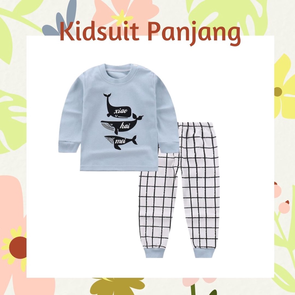 Plazababyku KIDS SUIT PIYAMA PANJANG Setelan Anak Bahan Kaos Celana Berkualitas Import cewek H1A