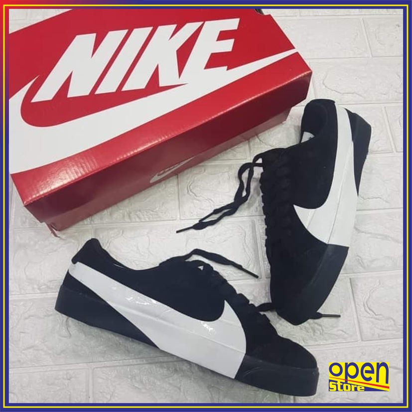 ASLI SEPATU NIKE BLAZER CITY LOW LX SUEDE BLACK WHITE RUNNING SPORT HARIAN