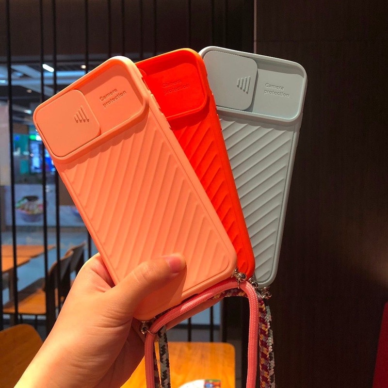 Case Camera Protection Realme 7 Pro Camera Slide Square lanyard soft cover