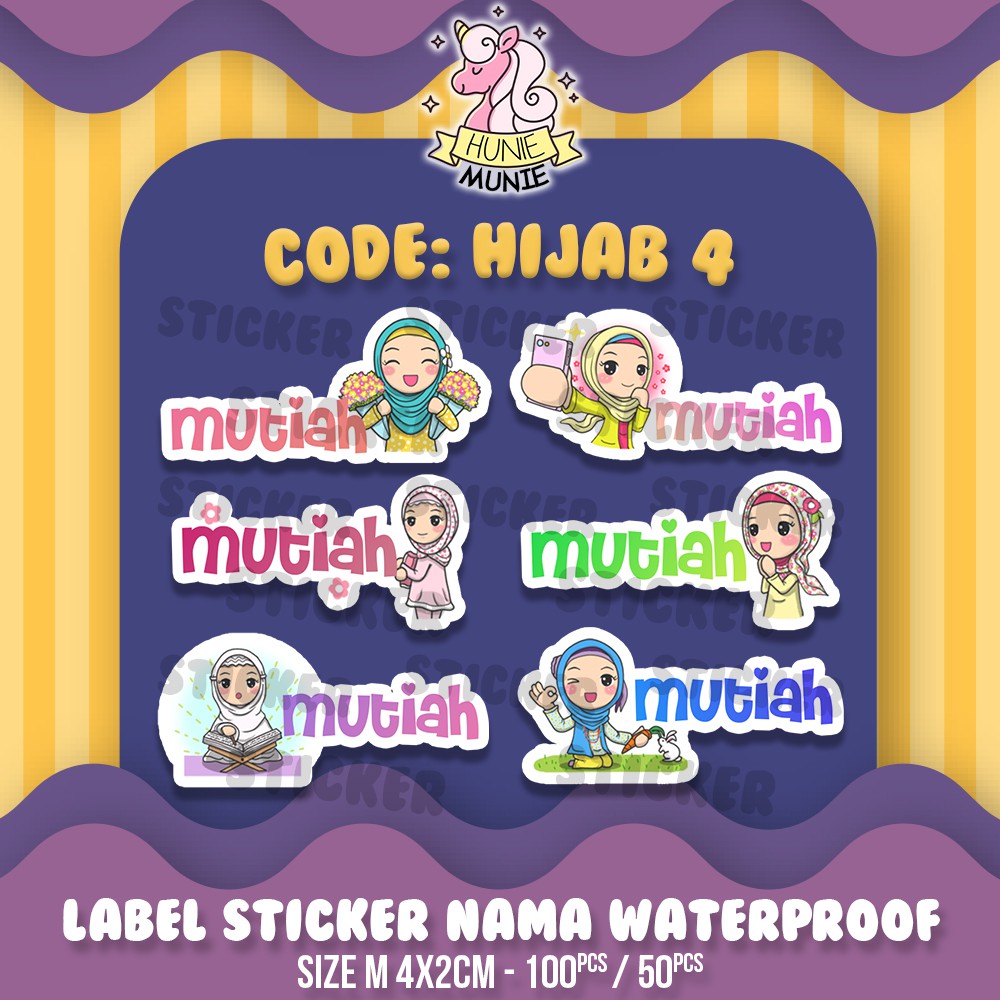 

Sticker Label Nama Custom - Hijab Muslim Girl 4 (100pcs) Stiker