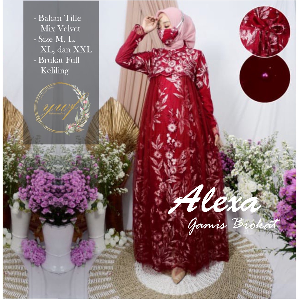 YWF ~ ( MODEL BARU ) GAMIS HARUMA DRESS LEBARAN MODEL TERBARU 2022 BAHAN TUTU BROKAT MIX VELVET  | B