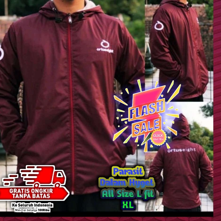 [KODE ZYDRM] Jaket Bahan Parasit Cowok Lari Jacket Parasut Olahraga Jogging Ortuseight Running Jogin