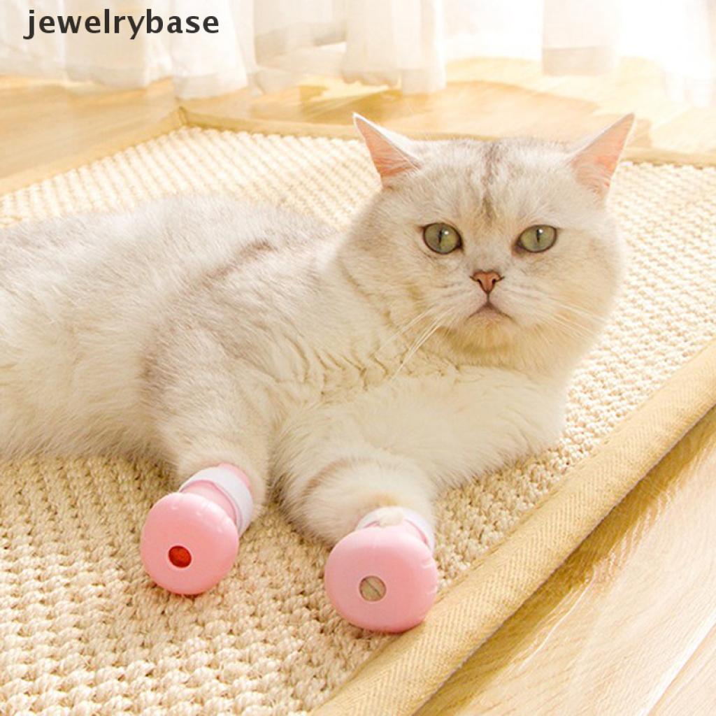 4pcs / set Cover Pelindung Kaki Kucing Bahan Silikon Lembut Adjustable