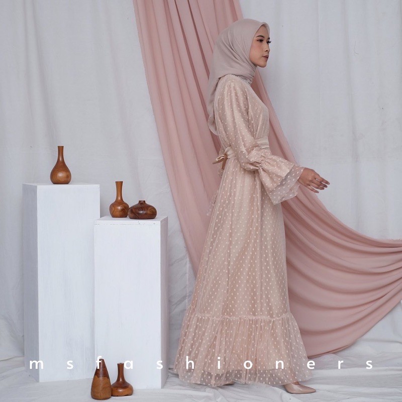 Fortune Dress Tile Dotty/ baju muslim wanita/ gamis kondangan/ dres pesta/ dress mewah/ gamis tile