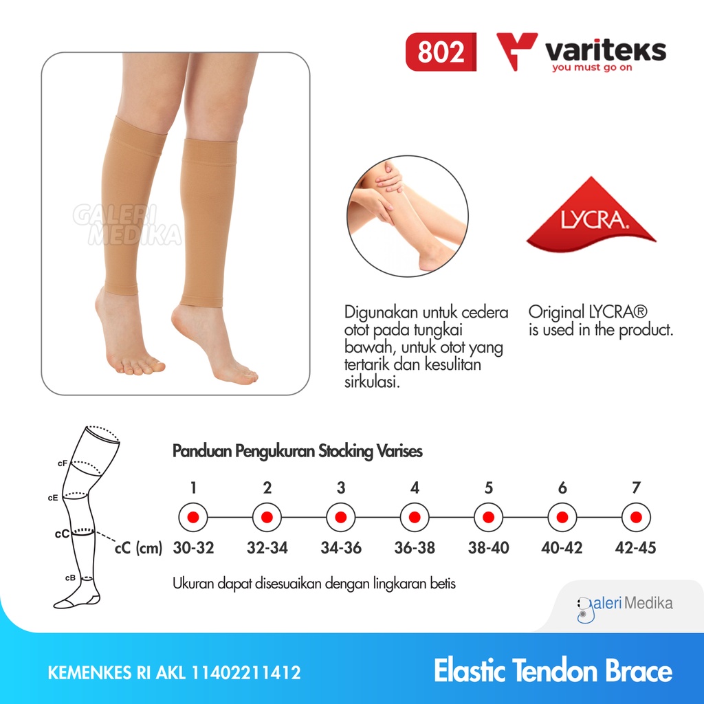 Variteks 802 Elastic Tendon Brace Support Pengobatan Betis