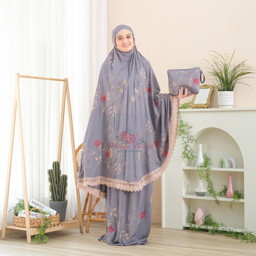 MUKENA RAYON DEWASA LADY EMBROIDERY JUMBO MUKENA HANTARAN MUKENA TRAVELLING MUKENA RAYON BAHAN ADEM