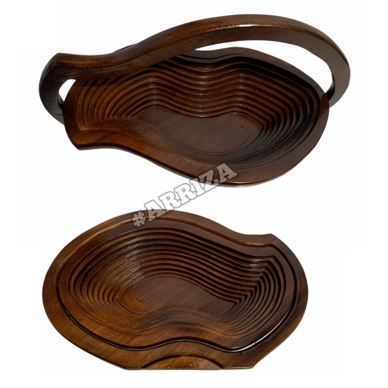 Tempat Buah Kayu Jati Model Spiral