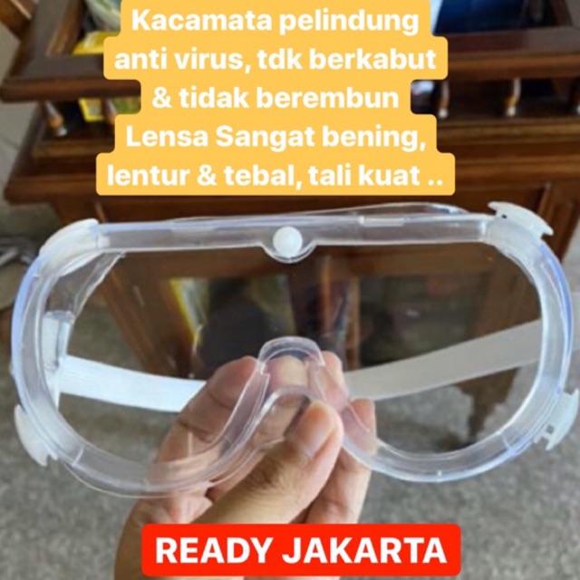 READY JAKARTA SAFETY GOGGLES ANTI-FOG/ kacamata laboratorium / kacamata medis