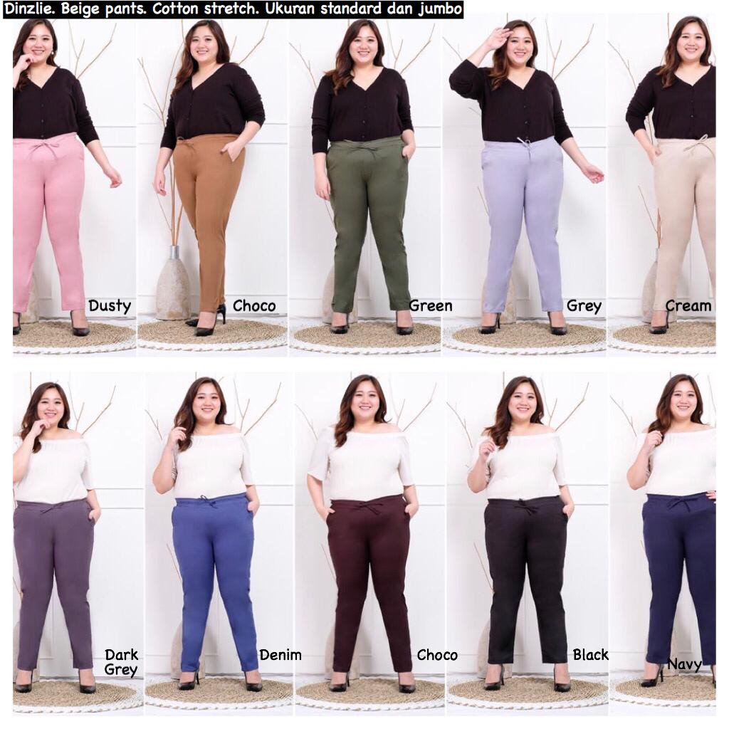 CELANA WANITA BEIGE BEGI BAGGYSUPER JUMBO PANTS BIGSIZE STRETCH NYAMAN BESAR HITAM BIRU ABU TUA