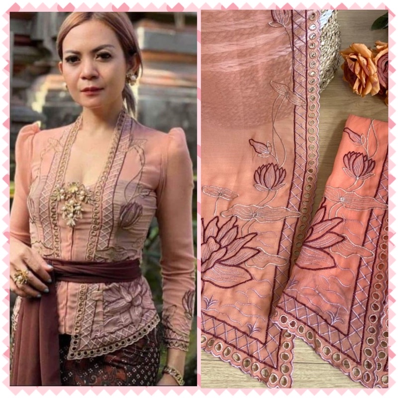 Kain kebaya bordir motif lotus//kain lembaran