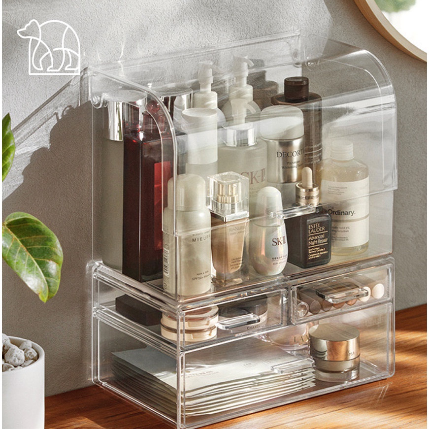 【IKONE】GISU Skincare Organizer Table Acrylic Organizer Make Up Organizer Rak Kosmetik Akrilik Penyimpanan Make Up Tempat Perfume Kotak Penyimpanan