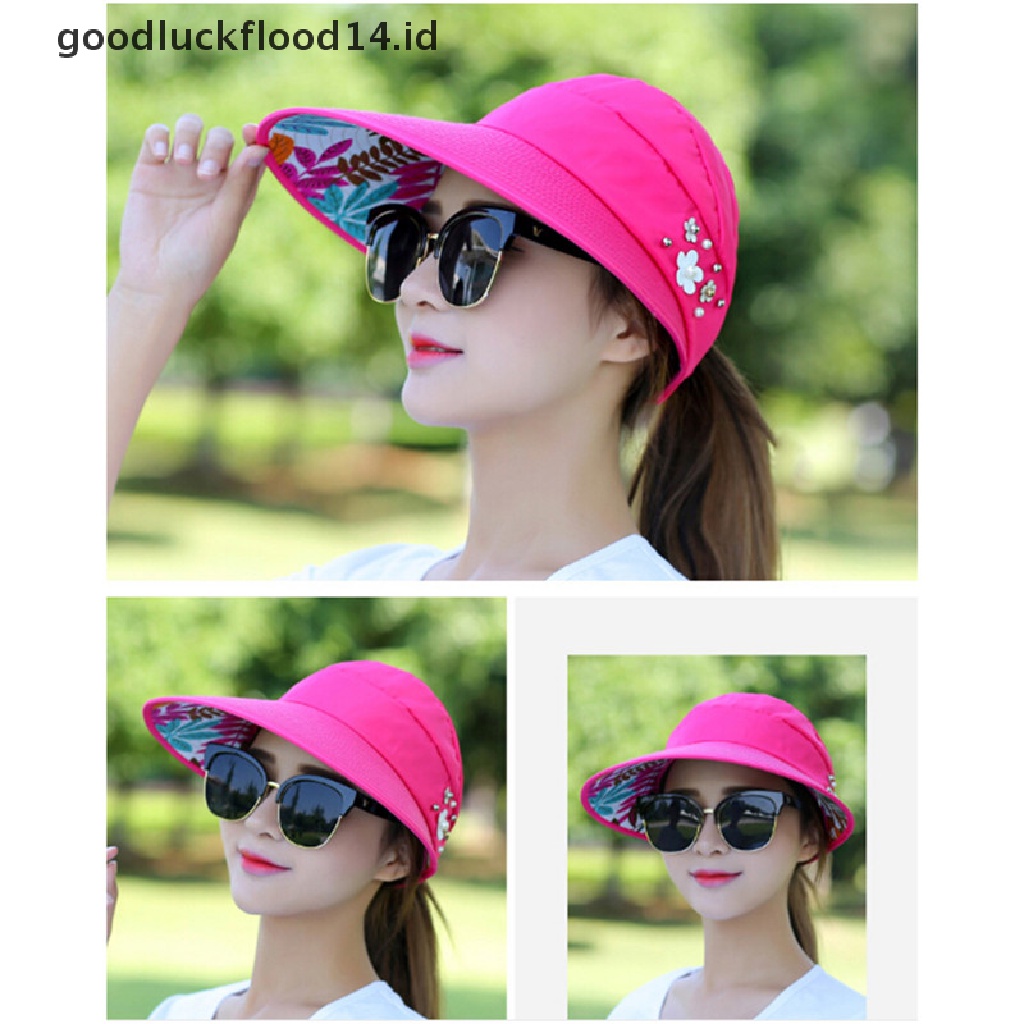 [OOID] UV Protect Sun Hat Foldable Large Brim Visor Cap Beach Sun Hat Outdoor Fashion  ID