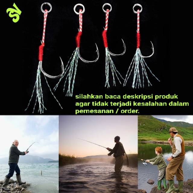 Kail asis metal jig dgn ring bisa utk minnow - assist jig hook for fishing lure