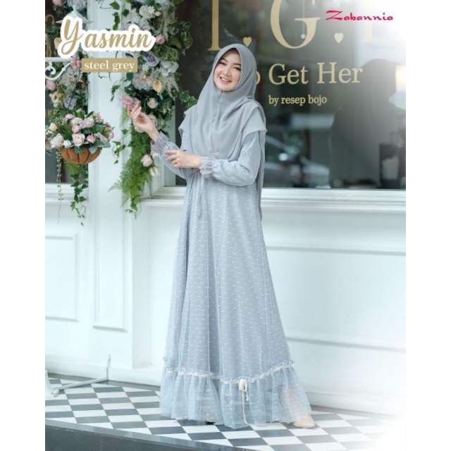 Yasmin Dress By Zabannia  | Gamis Polos Tule | Gamis Pesta