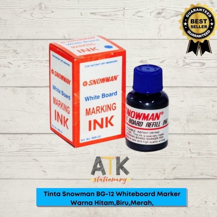 

Refill Tinta Spidol Whiteboard marker Snowman BG-12 atk - Hitam