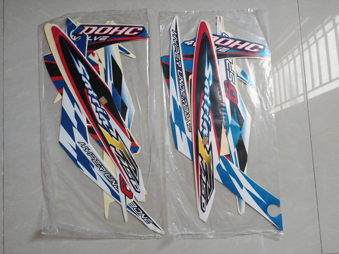 Stiker Bodi & Lis Body & Striping Satria Fu 2012 Putih Biru