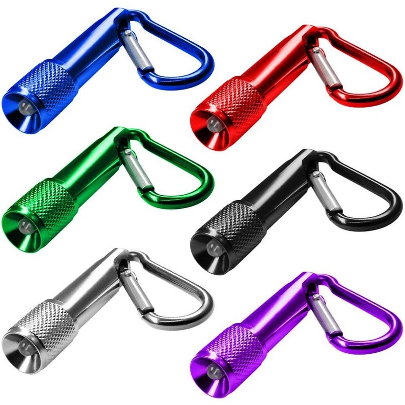 1pc Lampu Senter LED Mini Portable Dengan Carabiner Untuk Camping / Darurat / Outdoor