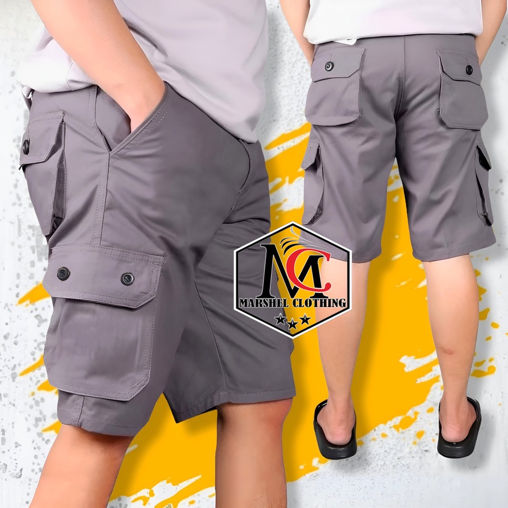 RCL - CELANA CARGO PENDEK PRIA BAHAN COTTON COMBED S.M.L.XL / Celana Pendek Cargo Pria Gunung Casual Bahan Melar Big Size Jumbo