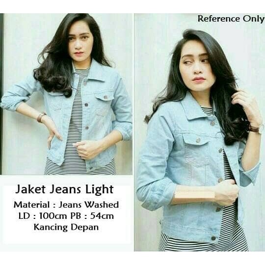 WANITA-JEANS-JAKET- JAKET JEANS DENIM BIRU MUDA LIGHT BLUE JACKET OUTER WANITA JUMBO XL -JAKET-