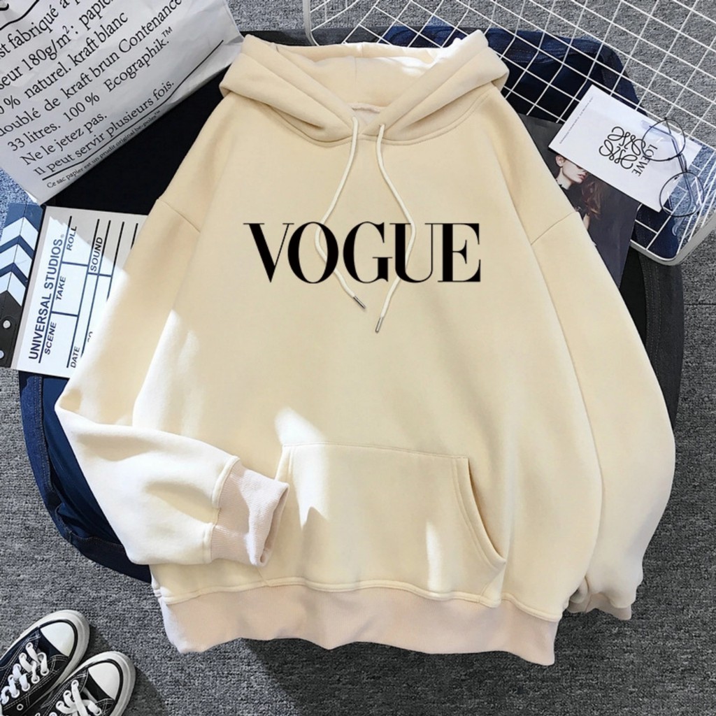 Hoodie Wanita Tulisan Vogue Oversize Korean Style Sweater Murah Tebal Xxl Kekinian Lilac Bisa Cod